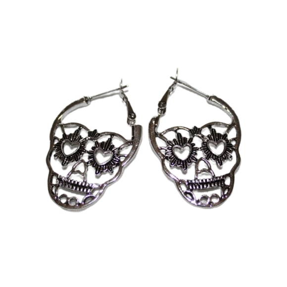 Skull Punk Hoop Earrings - Picture 11 of 16